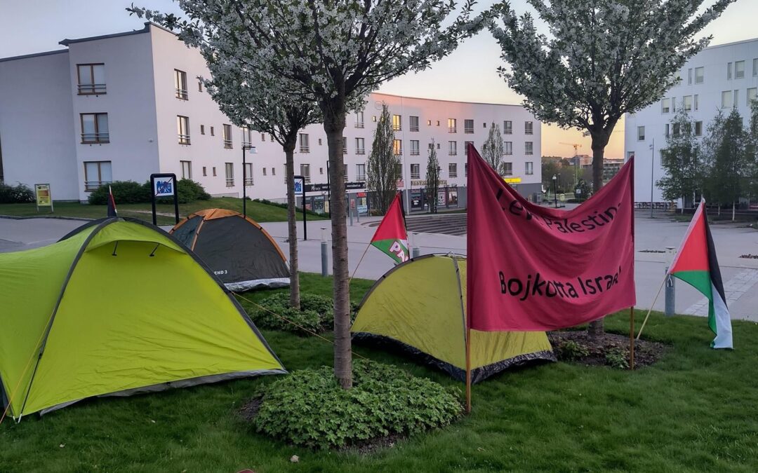 Järvabo central i den propalestinska tältprotesten i Örebro